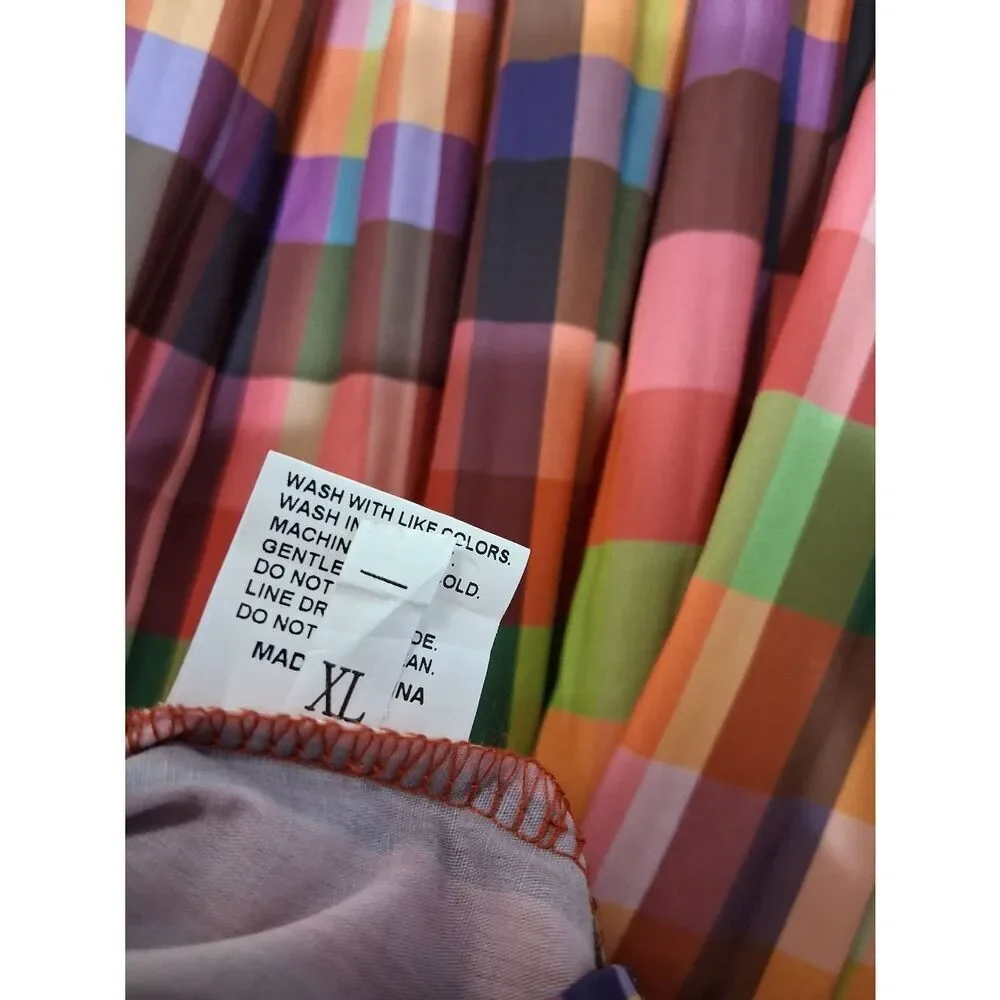 Womens large psychedelic handmade long maxi skirt orange green with pockets